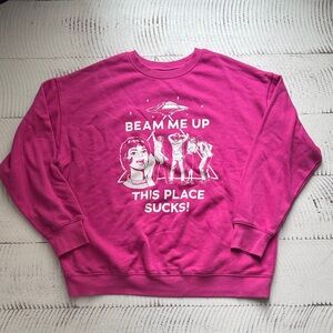 Beam Me Up Graphic Crewneck Sweatshirt - Hot Pink